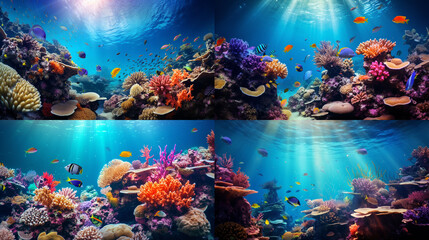 Wall Mural - coral reef in the red