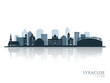 Syracuse skyline silhouette with reflection. Landscape Syracuse, NY. Vector illustration.