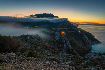 Wall Mural - Spectacular sunrise in the mountains of Nature Park Biokovo,Dalmatia,Croatia