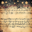 Christmas retro pattern of music notes, christmas song, stars. with a space for text. As card, poster, digital paper. Sheet old style