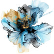 Abstract blue flower, delicate botanical floral background. Generative ai. Transparent png.