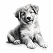 Pencil sketch cute baby dog animal drawing image Generative AI