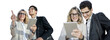 © muse studio - Successful business people colleagues meeting a woman and a man use a tablet. The managers of the startup team work online in business suits. Isolated background.