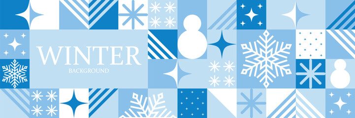 geometric abstract blue background. winter holiday season geometry wallpaper banner with place for t