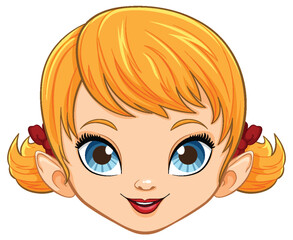 Wall Mural - Cute Girl Cartoon Head with Blonde Hair