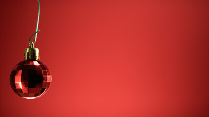 Wall Mural - Red Christmas ball with red Background