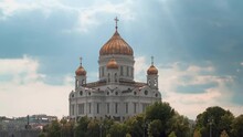 Hyper Lapse, Cathedral Of Christ The Savior, Moscow, Russia