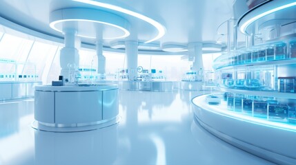 blur futuristic lab, clean science laboratory.