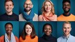 © CStock - group of smiling people of different nationalities on different colored backgrounds.