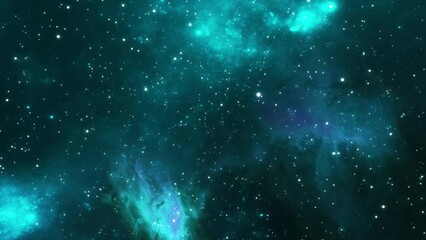 Wall Mural - abstract misty space travel. a flight to distant areas of the universe. turquoise nebulae and conste