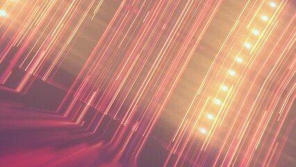 Poster - Abstract modern background with group of moving orange lasers. Digital art. Pink volumetric lighting. Digital seamless loop animation. 3d rendering. HD resolution