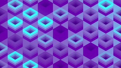Leinwandbilder - Abstract seamless loop animation of a group of neon colored cubes. Generative art. Isometric projection. 3d rendering. 4K, Ultra HD resolution