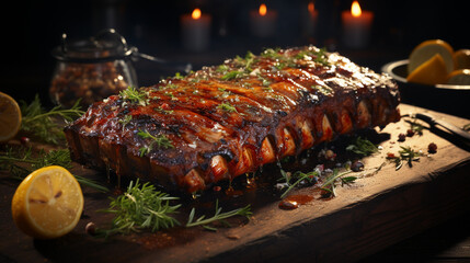 Grilled barbeque pork ribs.