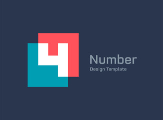 Wall Mural - Number 4  logo icon design template elements