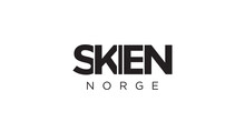 Skien In The Norway Emblem. The Design Features A Geometric Style, Vector Illustration With Bold Typography In A Modern Font. The Graphic Slogan Lettering.