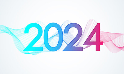 Fototapete - Modern futuristic technology template banner or cover for Merry Christmas and Happy New Year 2024 with connected lines and dots. Plexus geometric effect. Global network connection, illustration.