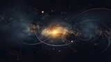 Fototapeta Fototapety kosmos - cosmic background with golden glitter dark blue sky, galaxy, universe