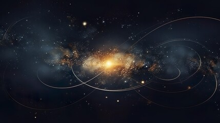 Wall Mural - cosmic background with golden glitter dark blue sky, galaxy, universe