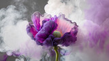 Fototapeta Fototapeta w kwiaty na ścianę - Dym, abstrakcyjny fioletowy kwiat maku, tło kwiatowe. Generated AI