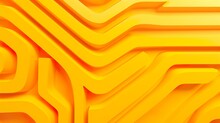 Yellow Labyrinth 3d Background Riddle. Isometric Endless Maze Three Dimensional Pattern