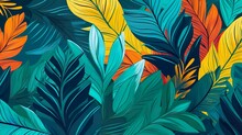 Flowers And Foliage Tropical Leaves Colorful Pattern Spring Summer Background