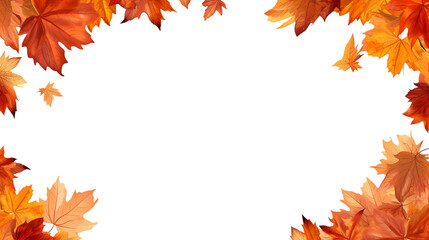 Wall Mural - leaves frame with copy space isolated on transparent or white background, png
