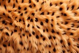 Abstract orange and black cheetah spots artificial fluffy background. Carpet or rug