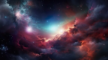 Wall Mural - space cosmic background of supernova nebula and stars, glowing mysterious universe
