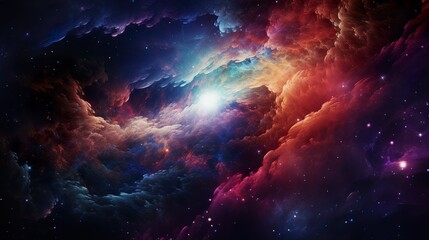 Wall Mural - space cosmic background of supernova nebula and stars, glowing mysterious universe