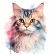 Watercolor Frolicsome Cat