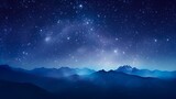Fototapeta Na sufit - Milky Way and pink light at mountains. Night colorful landscape. Starry sky with hills at summer. Beautiful Universe. Space background with galaxy.