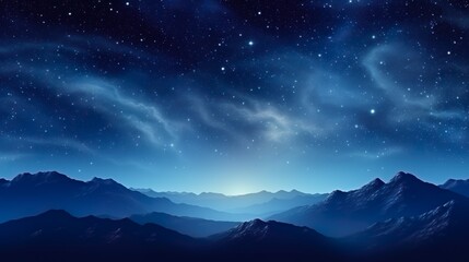 Wall Mural - milky way and pink light at mountains. night colorful landscape. starry sky with hills at summer. be