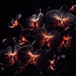abstract fractal background with flowers on black