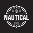 Nautical white logo badge on a black background. Logo retro vintage nautical label emblem logo template. 