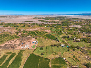 Imagem aérea de San Pedro de Atacama. Vilarejo situado no deserto do Atacama. 