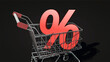 Einkaufswagen mit Prozentsymbol
