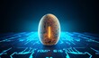 Easter egg in tech futuristic style. Greeting card with abstract 3d egg with circuit board texture. Glowing digital  illustration, Generative AI
