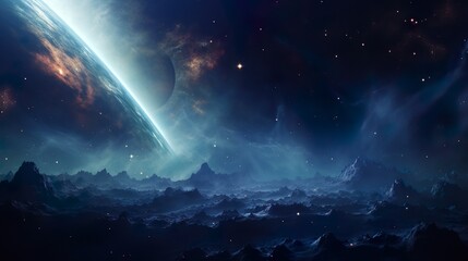 Wall Mural - blue space background, in the style of large canvas format, nightscape