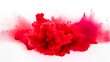 Red and white abstract powder explosion. Splash of paint powder