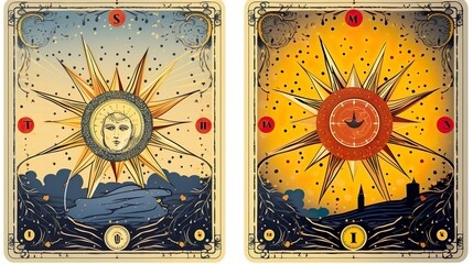 Tarot Cards wizard crescent moon and sun symbolism