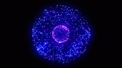Wall Mural - bright glowing magic 3d sphere in the space. animated power energy orb made of glowing particles. te