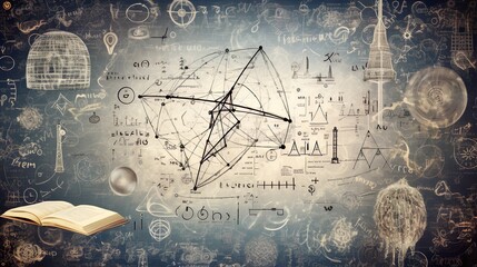 Wall Mural - digital seamless mathematical formulas. abstract digital futuristic background with math, physics sy