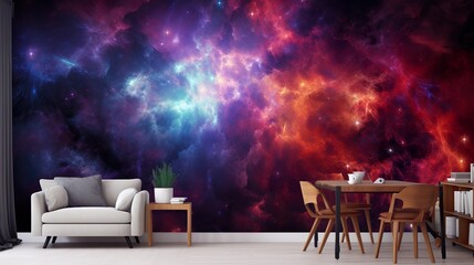Wall Mural - cosmic nebula in space among stars and galaxies. gas dust clouds nebula in outer space. birth and ex