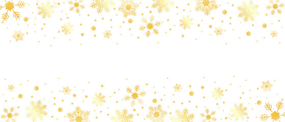 Wall Mural - Golden decoration festive border falling glitter dust, snow and stars. Merry Christmas banner. Christmas frame on transparent background