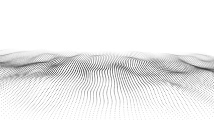 Wall Mural - Futuristic wave of black smoothly moving dots on a white background. Vector EPS10