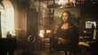 © Gorodenkoff - Eternal Beauty Captured on Canvas in Renaissance Art Workshop: The Famous Painting of the Mona Lisa Resting on a Wooden Easel in an Old Antique Studio. High Art and Genius Talent Concept