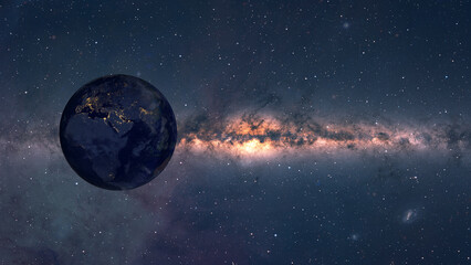 Aufkleber - The Earth from space milky way in the background 