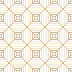 Poster - Subtle gold ornamental seamless diamond pattern with square rhombus and striped line, png with transparent background. 
