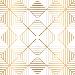 Wall Mural - subtle gold ornamental seamless diamond pattern with square rhombus and striped line, geometric back