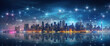 © arhendrix - Smart network and Connection technology concept at night in USA, Panorama view
